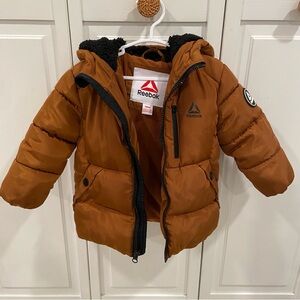 Reebok Tan Puffer Jacket with Black Accents